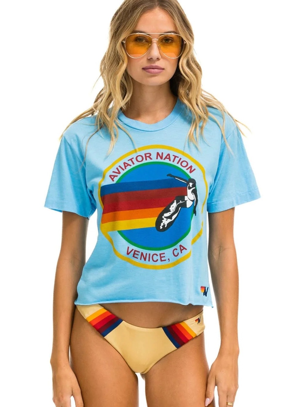 Aviator Nation | Venice | Cropped Tee | XS | Blue Sky